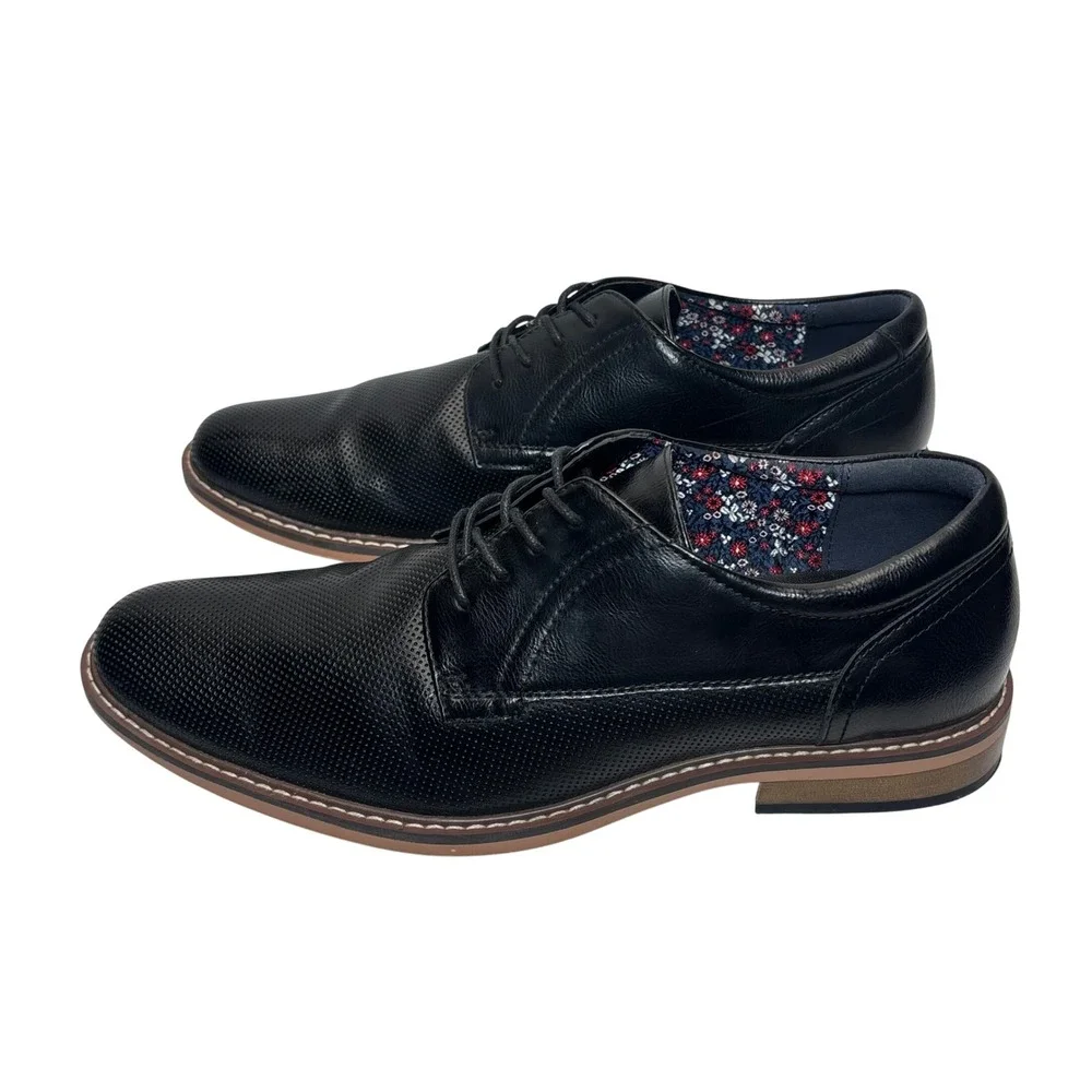 Steve Madden Oxford Dress Shoes Mens 10 Black Perforated Lace Up Office‎